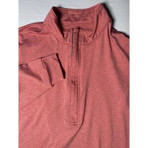 Matte Grey 1/2 Zip Pullover Shirt Mens Large Pink Salmon Long Sleeve Lightweight
